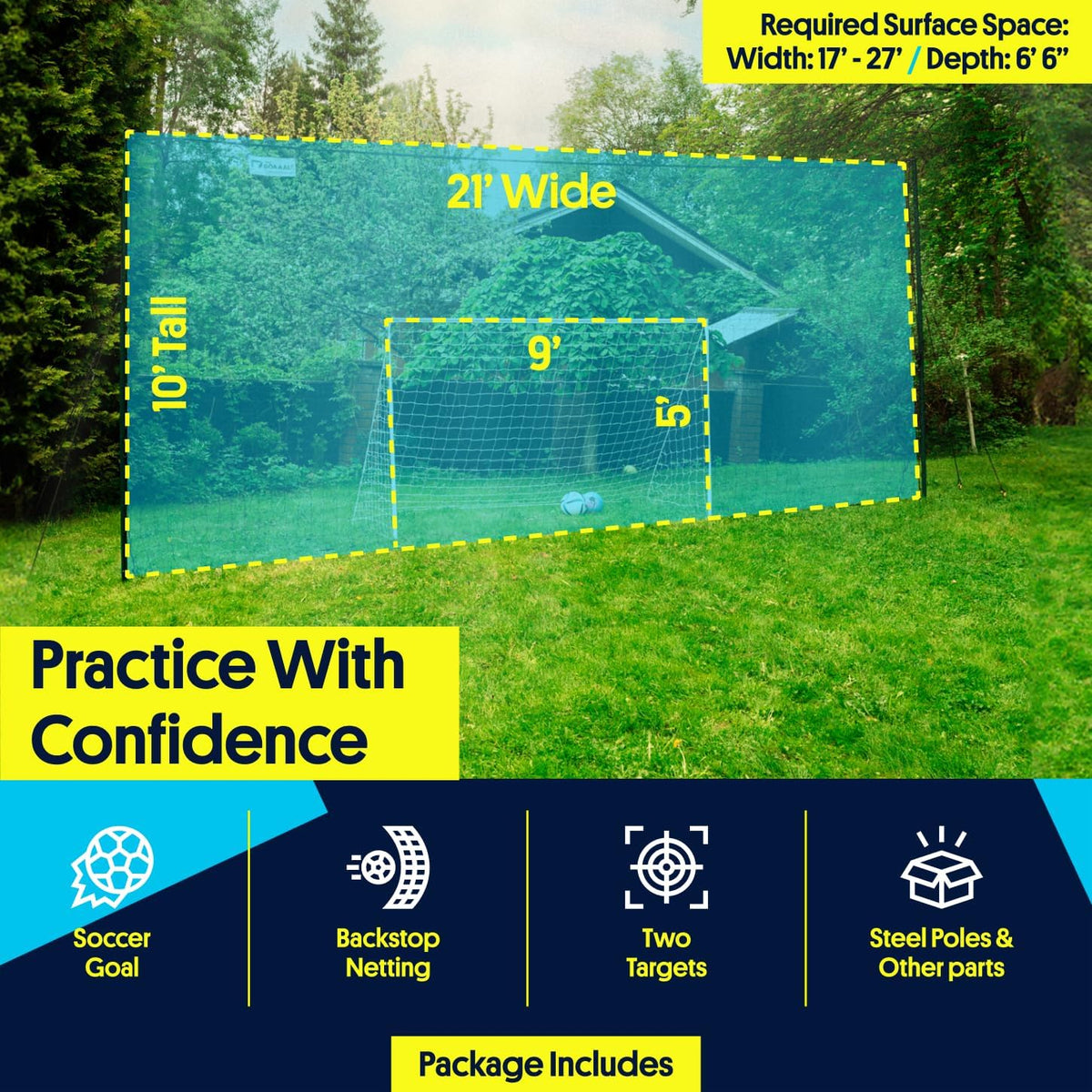 Open Goaaal 3-in-1 Soccer Training Rebounder | Versatile Soccer Goal for Volley & Passing - Outdoor Backyard Sports