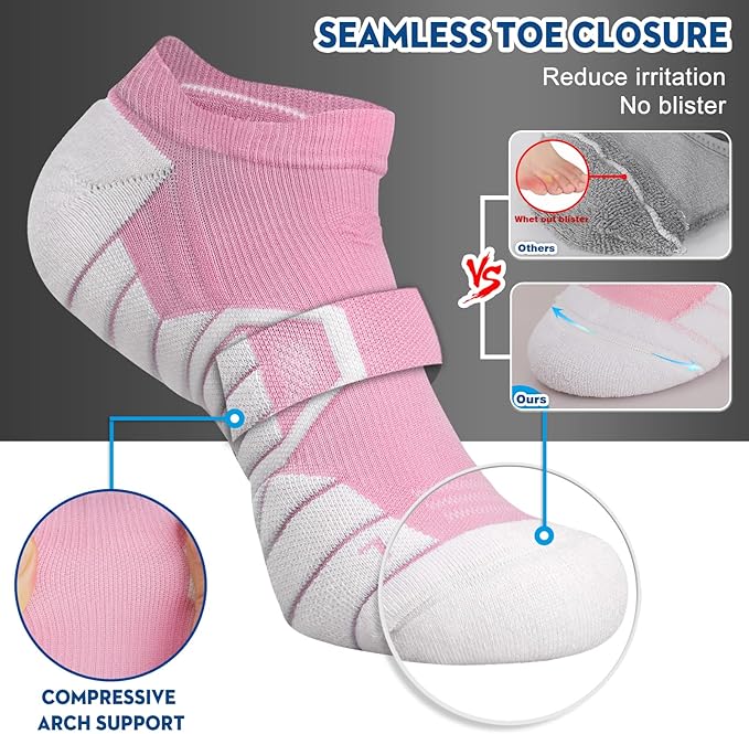 Hylaea Athletic Running Socks Cushion Padded Moisture Wicking Low Cut