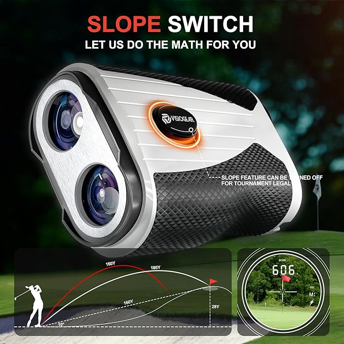Golf Rangefinder with Slope, 1200 Yards Laser Range Finder for Golfer, 7X Magnification Range Finder Rechargeable Golf Accessories for Men, Flag Pole Locking Vibration