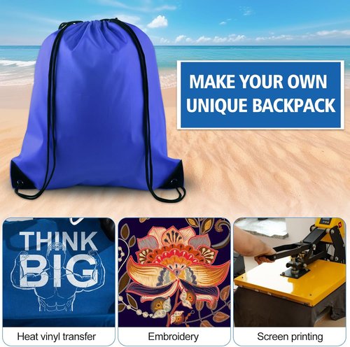 KUUQA Drawstring Backpack Bags - 2 Pcs Sports Cinch Sack for School & Gym | Blue Color