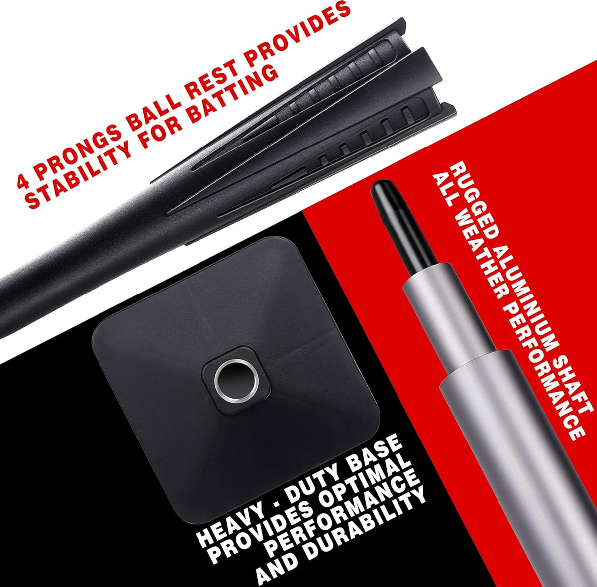 Skiennix 4-Prongs Ball Rest Batting Tee - Adjustable 23" to 44" for Baseball & Softball Hitting