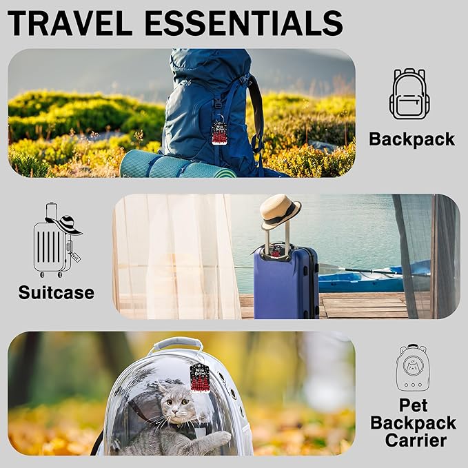 2 Pack Luggage Tags for Suitcases Red and Black Checkered Christmas Tree Leather Luggage Tags Privacy Cover ID Label with Stainless Steel Loop and Address Card for Women Men Travel Bag Backpack