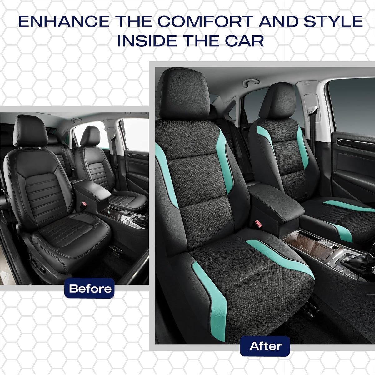 Skechers Memory Foam Car Seat Covers, Air Cool Mesh Thick Seat Covers,Car Seat Covers Front Seats Airbag Compatible, Automotive Comfort Protection for Most Cars,Van,Trucks, SUVs,Green
