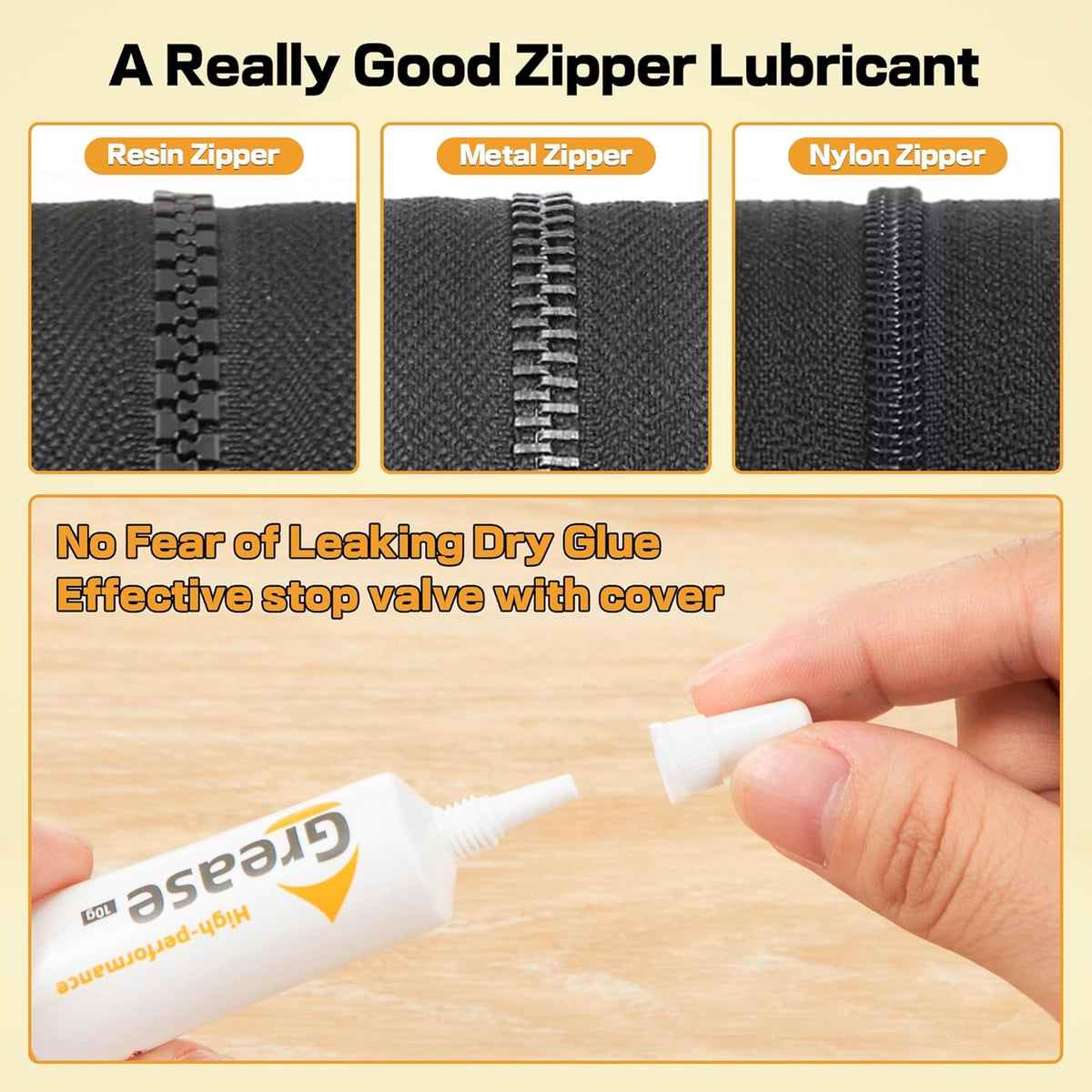 Zipper Lubricant by Skiennix - 5 Pack Instant Waterproof Zip Grease for Metal & Plastic