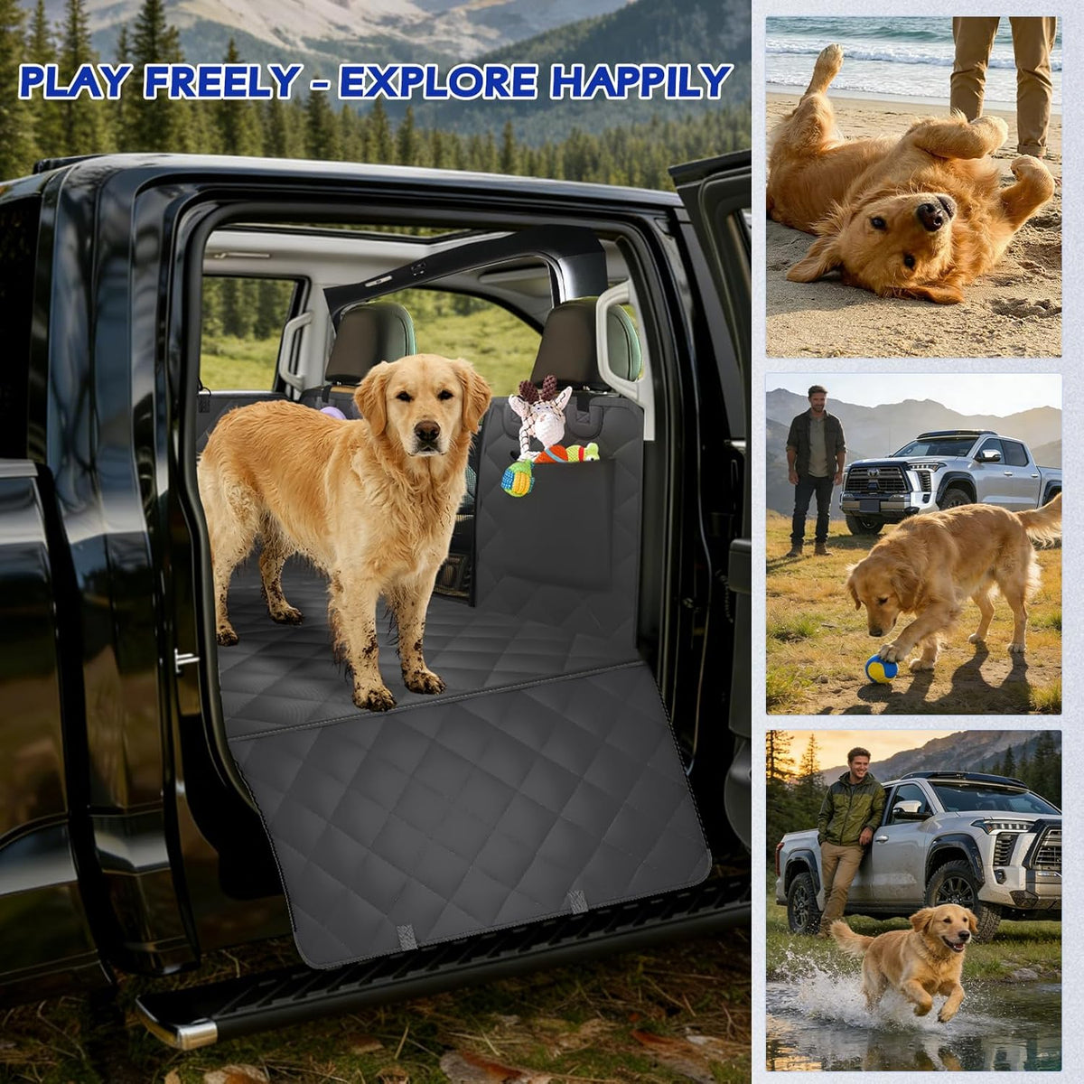 XL Back Seat Extender for Dogs, Hard Bottom Truck Seat Cover