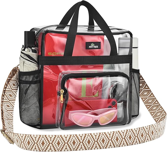 MAY TREE Clear Bag for Stadium Events, Transparent Bag for Concert Sports Gym