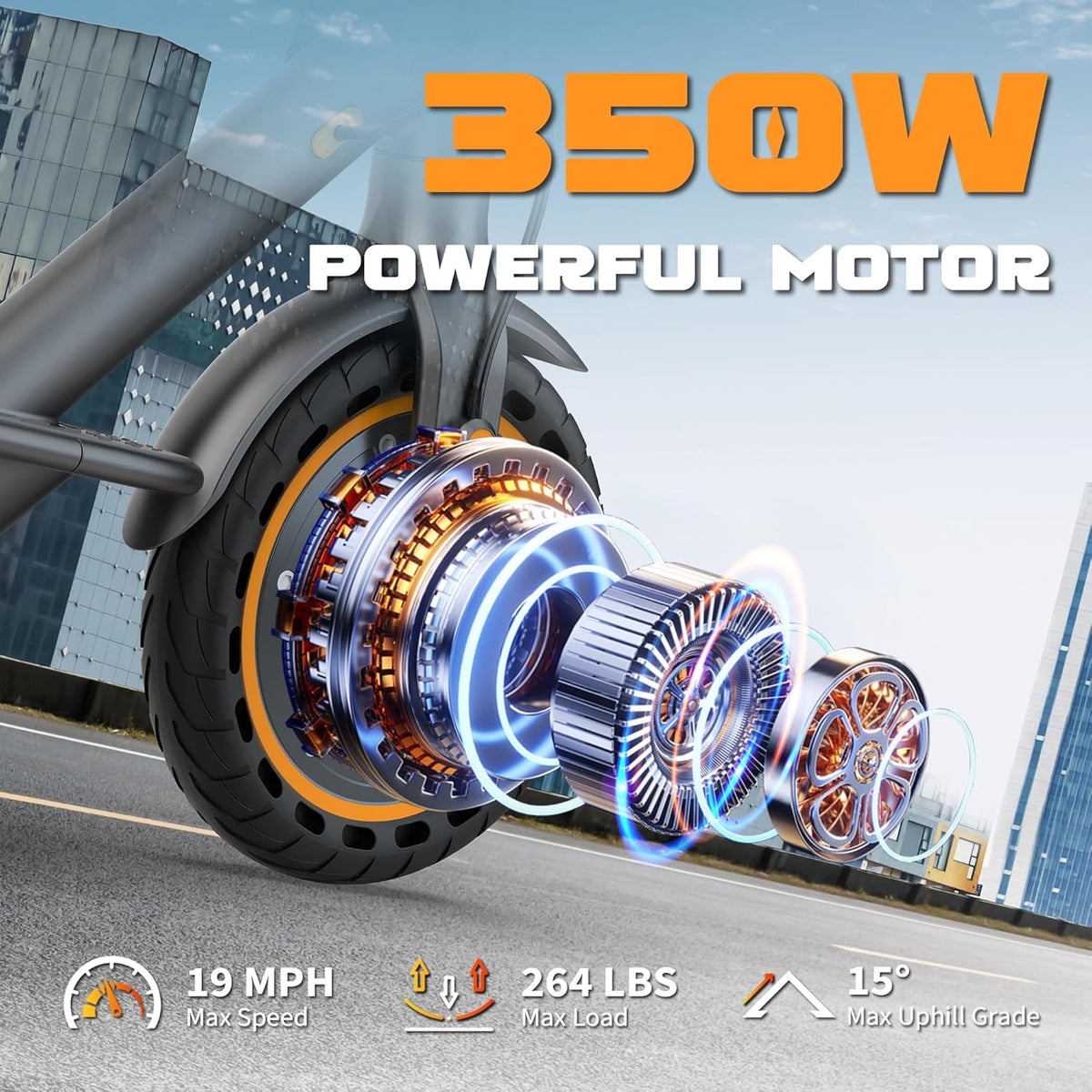 VOLPAM Electric Scooter - Powerful 350W/500W Motor, 8.5"/10" Solid Tires, Up to 22 MPH, 32 Miles Max Range