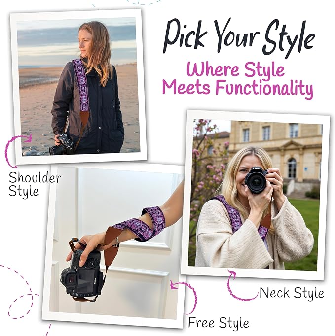 Art Tribute Camera Strap For Photographers Padded Universal Fit Neck Shoulder &