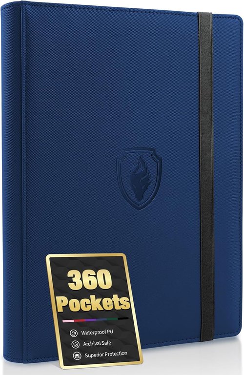 Fabmaker Premium 9 Pocket Card Binder - Sturdy Trading Card Album for 360 Cards | Navy Blue