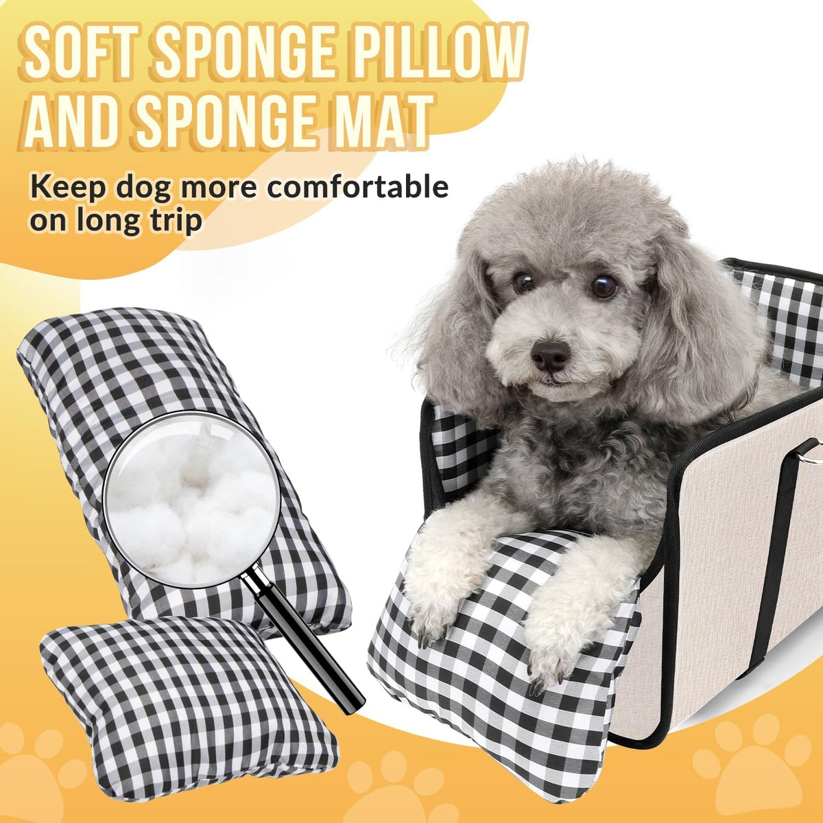 SlowTon Console Dog Car Seat, Dog Booster Seat for Small Dogs Under 11lbs