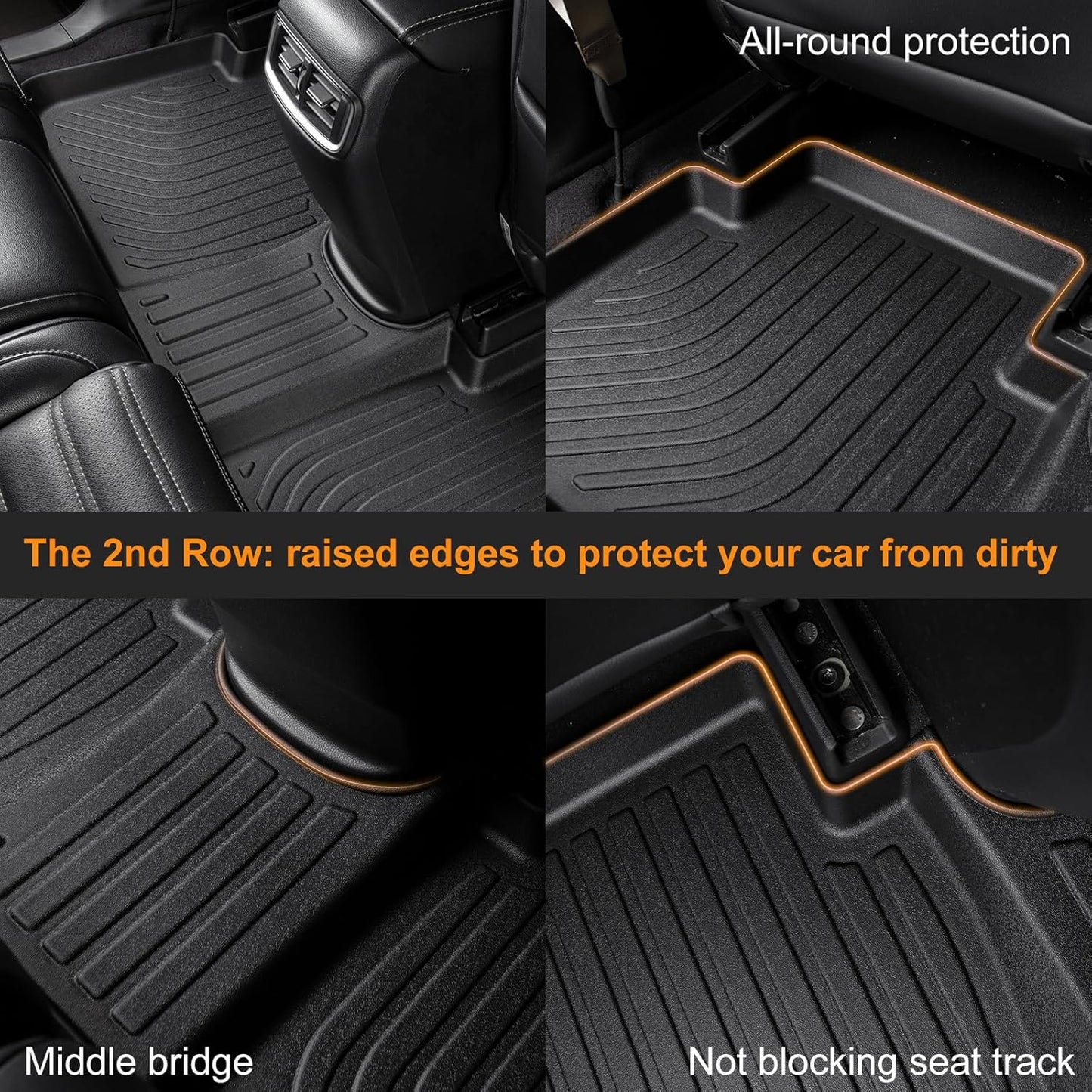 Binmotor-Floor Mats Custom for for Genesis GV80 2021-2025 5-Seater, 1st & 2nd Row Full Set, Heavy Duty Car Floor Liners for Genesis GV80 Accessories