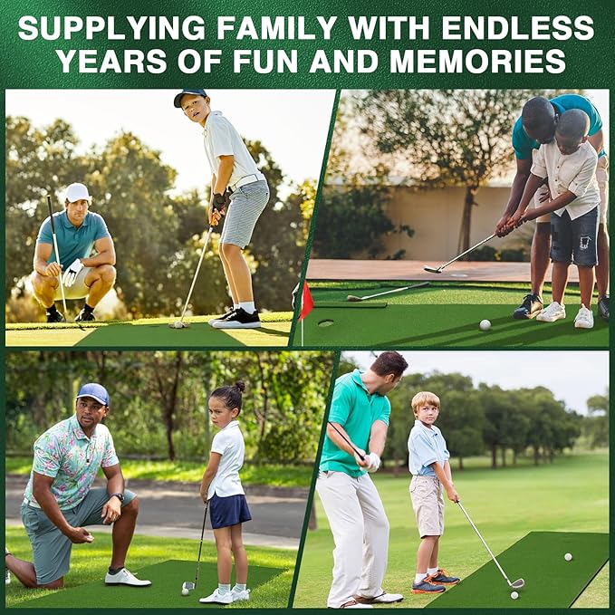 Wekin Golf Putting Green Mat Indoor,3x10ft Thickening Outdoor Portable Golf Game Set Training Turf with Side Border,Movable Cup for Home Backyard Office