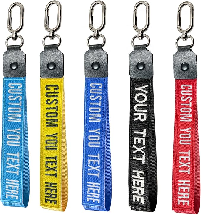 Graceful life Custom Keychain Embroidery with your any text, wrist lanyard keychain Personalized Number key wrist lanyard, Name Key Chain, Cute Keychains for Gift Private Reg Fob, Gift for Him Her