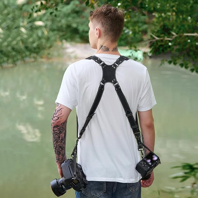 Padwa Lifestyle Black Frosted Dual Camera Harness Strap