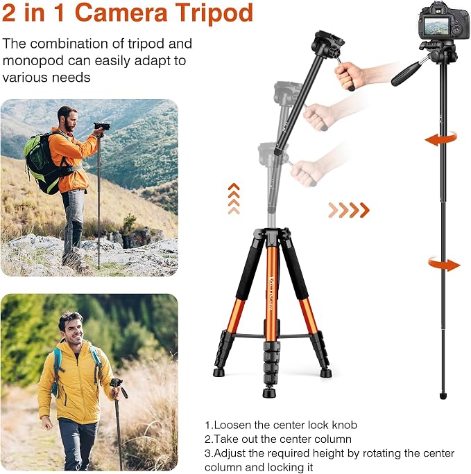 Tripod for Camera, Professional Heavy Duty Compact Camera Stand for Phone