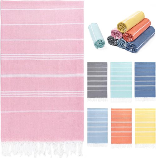 Aegero Turkish Beach Towel - Quick Dry, Sand-Free Oversized Bath & Pool Towel | 36"x71", Pink