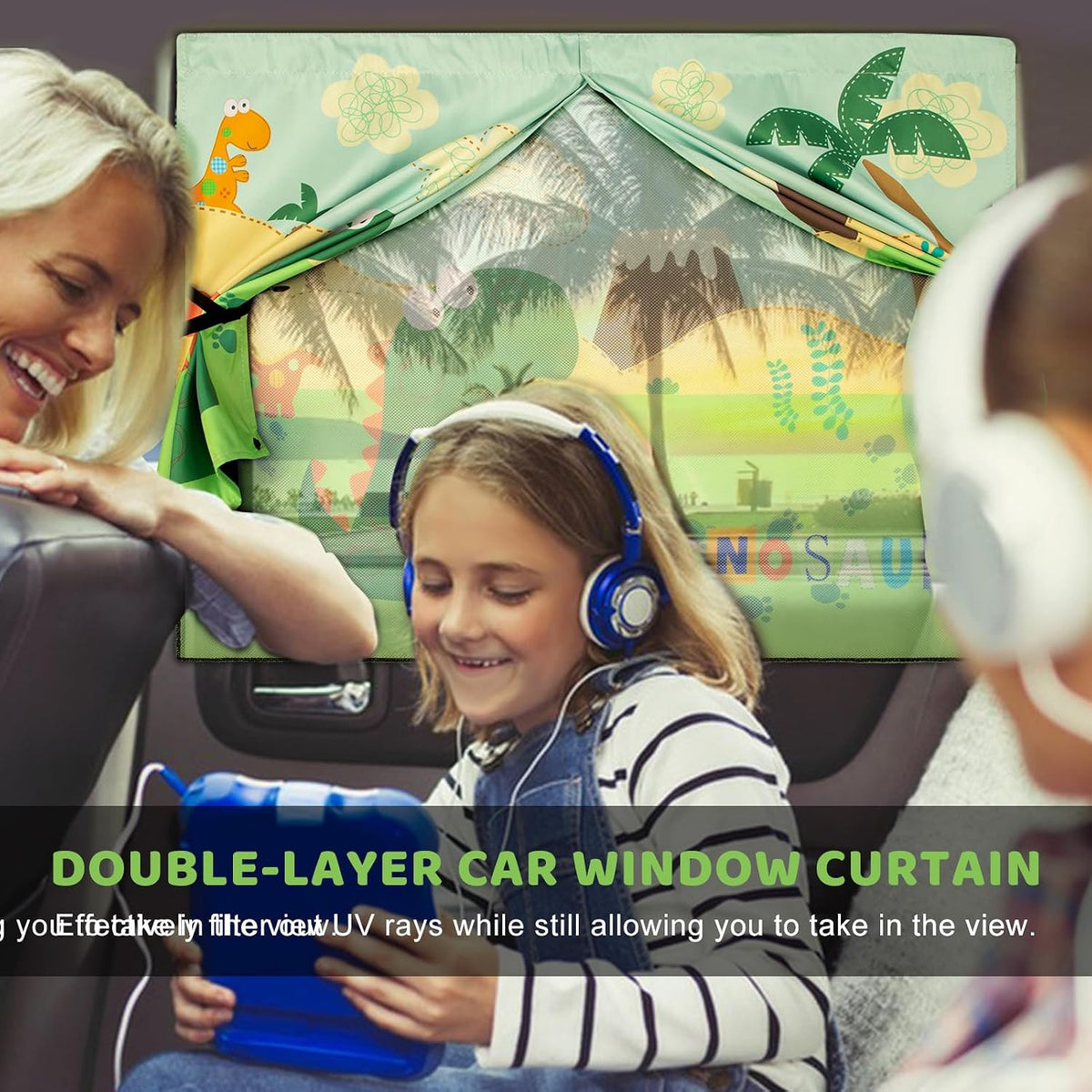 Car Window Shades with Cute Patterns, 2pcs Magnetic Car Curtains for Privacy Protection Full Covers/Half Shade Options, Auto Sunshades Sunglare/UV Blocker
