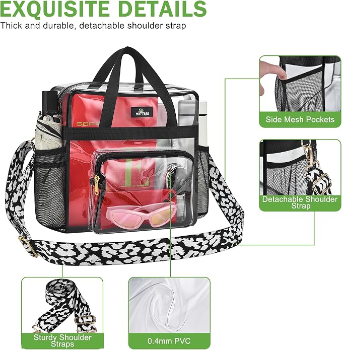 MAY TREE Clear Bag for Stadium Events, Transparent Bag for Concert Sports Gym