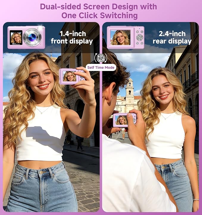 Digital Camera, 2026 Upgraded 56MP Dual-Screens Selfie Digital Camera, Small