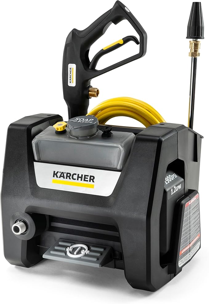 Kärcher Pressure Washer K1900PSB Cube, CETA Certified, 3 Spray Nozzles, Detergent Tank, for Cars, Driveways, Siding, Patios, 1.2 GPM