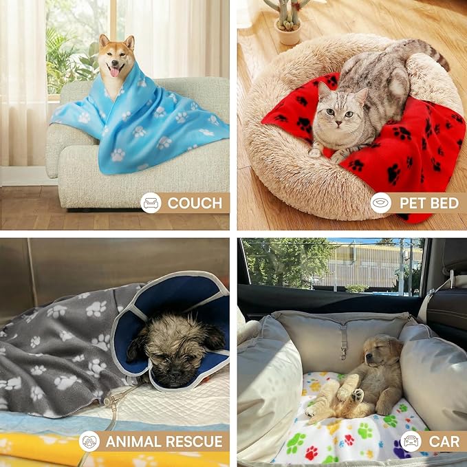 LINENLUX Cute Dog Blanket for Small Medium Dogs 6-Pack Soft Stretchy Fleece Blankets for Pet Cat Puppy Warm Wrinkle-Resistant Throw for Couch Bed Outdoor Grey 31x24 inch (Pack of 6)