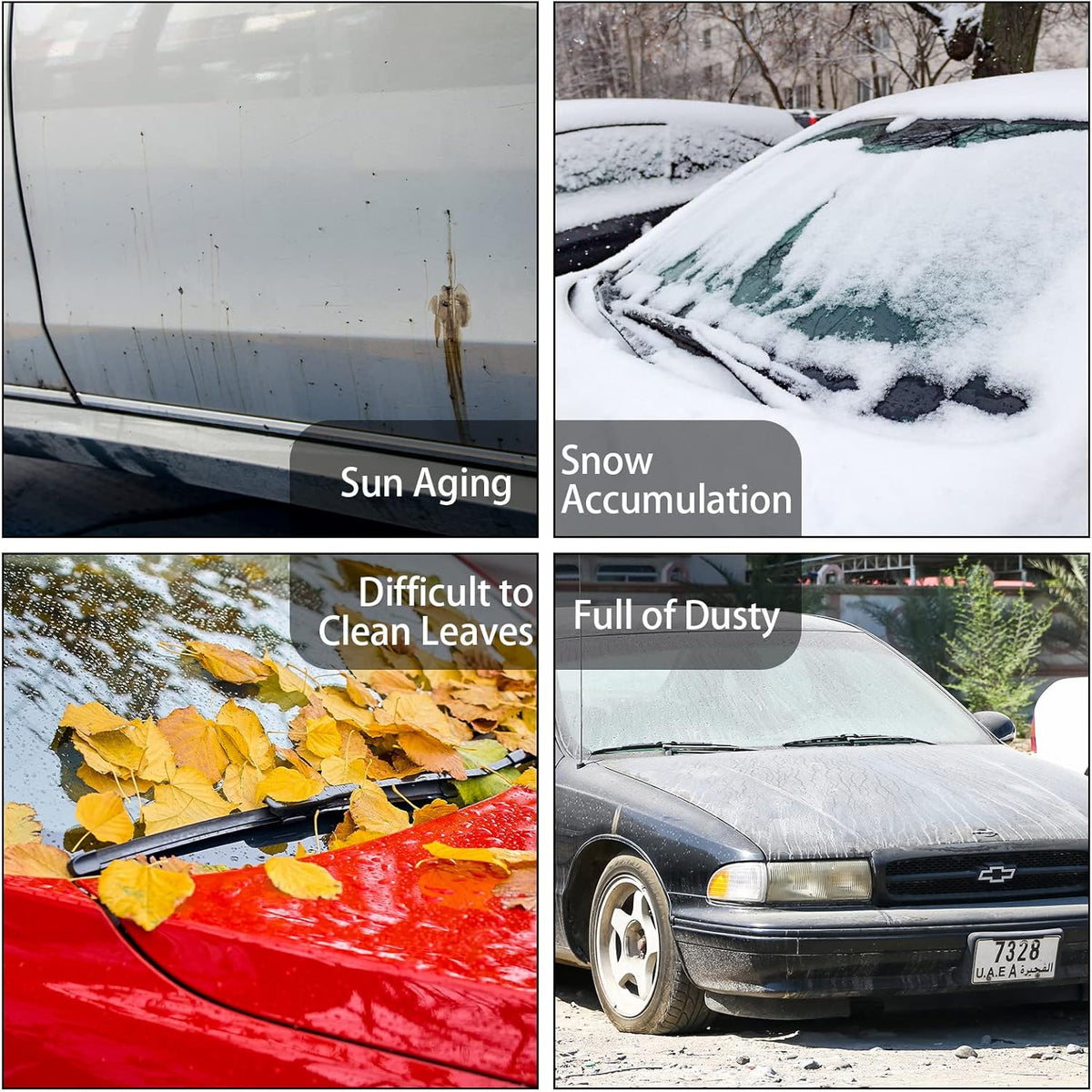 Tallew 4 Pcs Universal Plastic Car Cover 12. 5 x 21. 7ft Disposable Waterproof Full Exterior Cover with Elastic Band for Automobiles Sedan Outdoor Snow Rain Weather