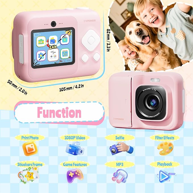Instant Print Camera for Kids, Christmas Birthday Gifts for Girls Boys Age 3-12