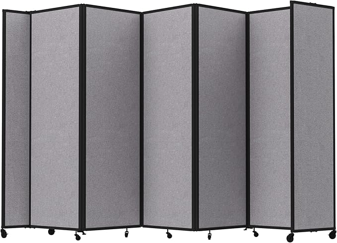 Versare Room Divider 360 Portable Wall Partition | Folding Panels | Large Freestanding Divider | Locking Wheels | Temporary Room Separator