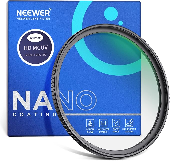 NEEWER 49mm UV Filter， Ultra Slim UV Protection 49mm Camera Lens Filter