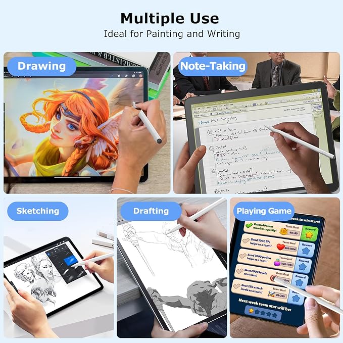 Stylus Pen for iPad, 2 in 1 Active and Capacitive Apple Pen, Fast Charge for