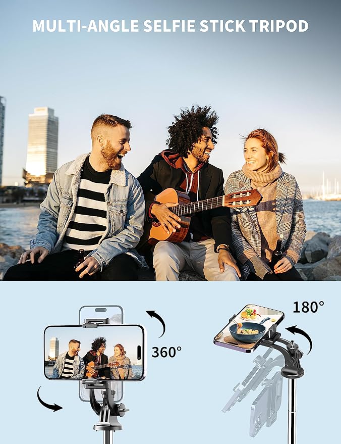 71" Phone Tripod & Selfie Stick, All in One Extendable Cell Phone Tripod