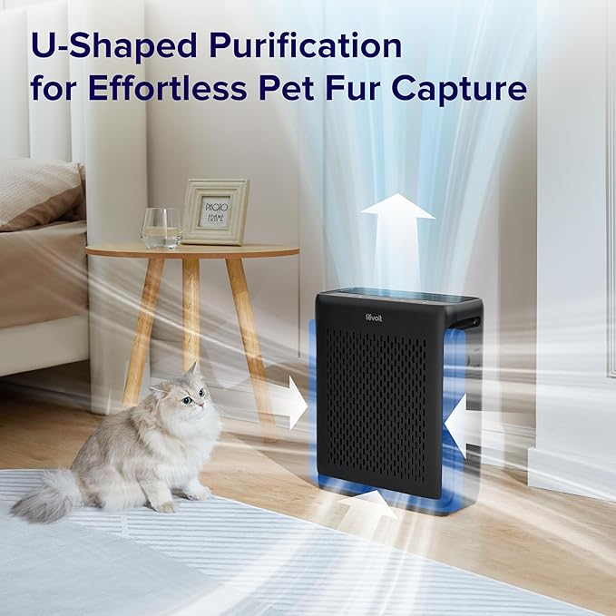 LEVOIT Air Purifier for Home Pets Bedroom Up to 1073Ft² Washable Pre-Filter | Quiet HEPA Sleep Mode for Pets, Allergens, Dust, Pollen, Smoke, Smart Air Quality Monitor, AHAM VERIFIDE, Vital 100S-P, Black