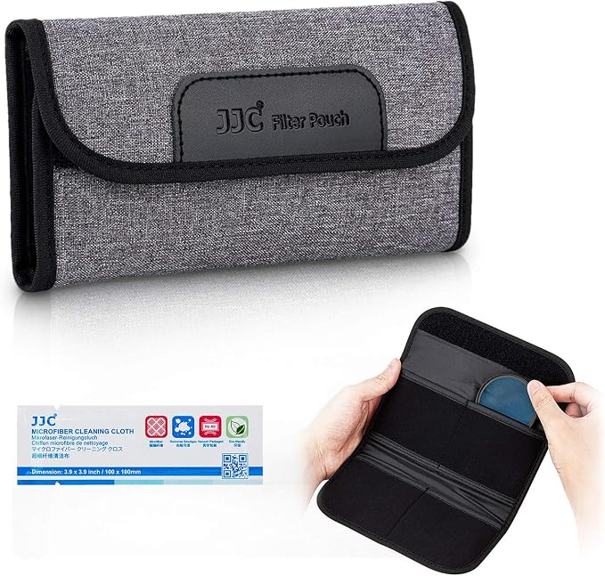 JJC 4 Pockets Filter Case for Round Filter Up to 58mm, Foldout Lens Filter Pouch