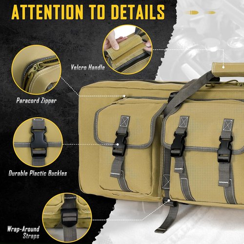 DULCE DOM Double Rifle Case - Soft Gun Bag for Rifles & Pistols | Tactical Storage Backpack (32-52 Inch)