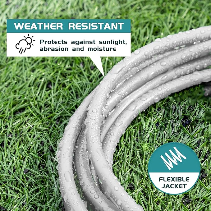 Indoor Outdoor Extension Cord Weatherproof, UL Listed, 16 Gauge 6FT White 3 Prong Heavy Duty, 16/3 SJTW 13A Power Cord for Outdoor Lights, Appliances, Lawn