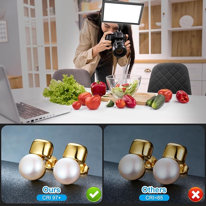 15W Rechargeable LED Video Light Kit, 9” Camera Light