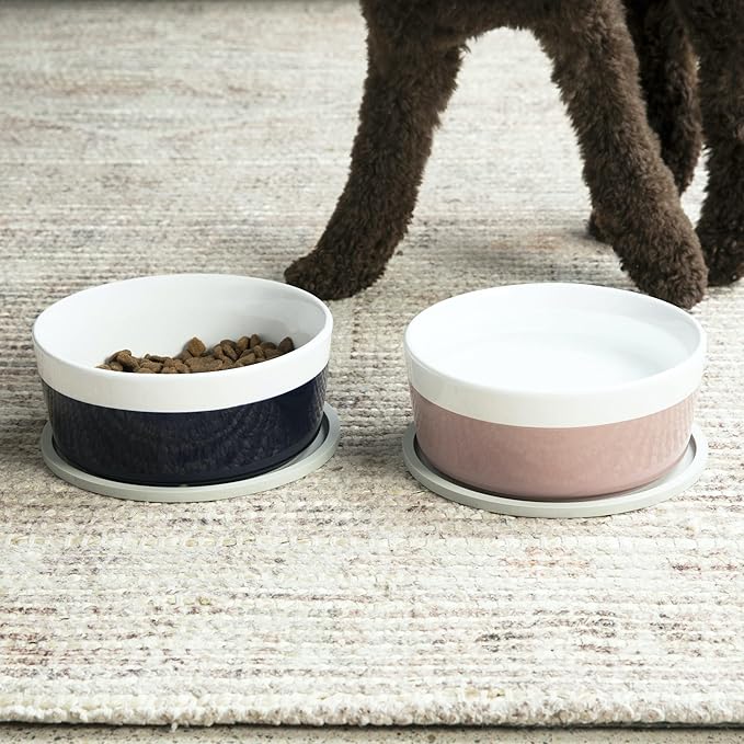 Waggo Habit Silicone Dog Placemat – Set of 2 Modern Heavyweight Silicone Dog Food Mats, Dishwasher Safe, Non-Slip, Solid Color – White (Large, 9")