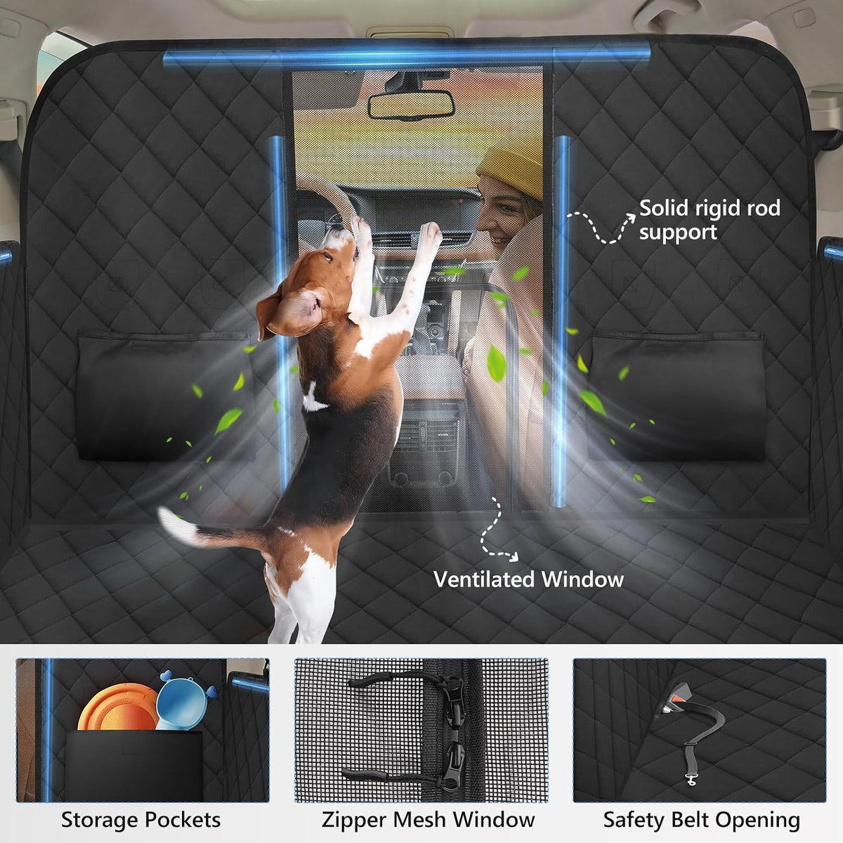 Hard Bottom Dog Car Seat Cover for Back Seat, High Barrier