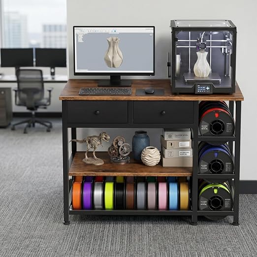 3D Printer Stand with Storage, 3-Tier Heavy Duty 3 D Printer Table Shelf with 2