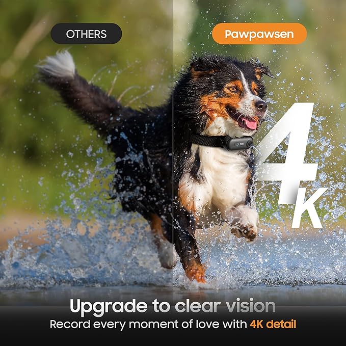 4K UHD Dog& Cat Pet Camera Collar, Video Recorder with Phone App View, Outdoor & Indoor POV Action Cam for Cat & Dogs Black - 2 Adjustable Black Collars (XS 8-12 in, M 14-20 in), 64g