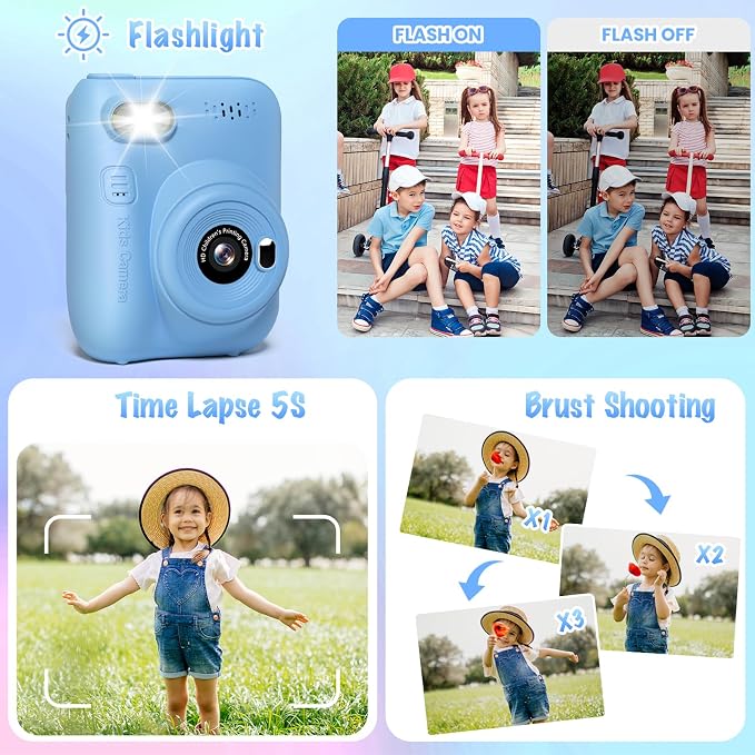 Kids Camera Instant Print, 3.0" HD 32MP Birthday Gifts