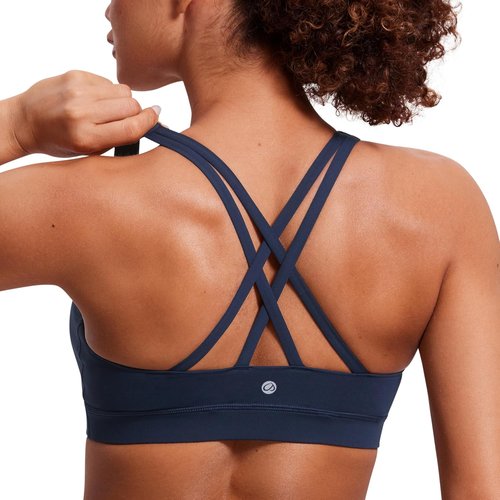 CRZ YOGA Strappy Padded Sports Bra for Women - Comfortable Criss Cross Back Yoga Top