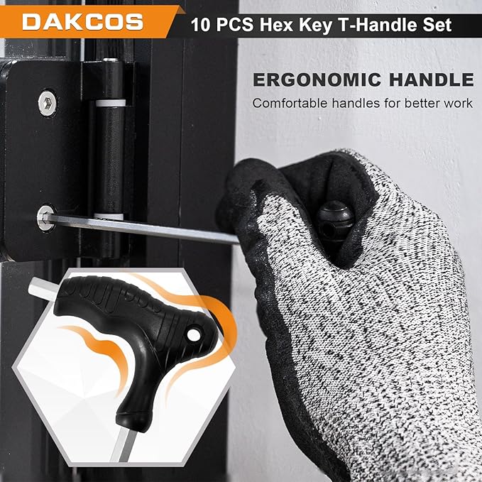 10 pcs T Handle Allen Key Set, Hex Key T-Handle Set, Metric 2mm-10mm Hex Wrench Set with Storage Rack, Cr-V