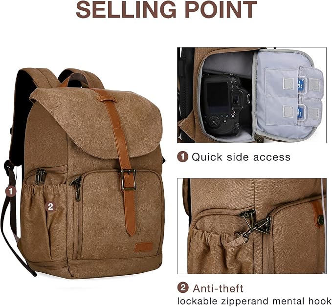 BAGSMART Camera Backpack, DSLR Camera Bag Backpacks