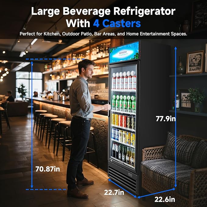 BODEGACOOLER Beverage Refrigerator, 12.5 Cu.Ft. Commercial Glass Door Fridge – Holds 420 Cans, Perfect for Game Day Watch Party & Summer BBQ, Drink Cooler for Home Bar, Patio, Garage, Man Cave
