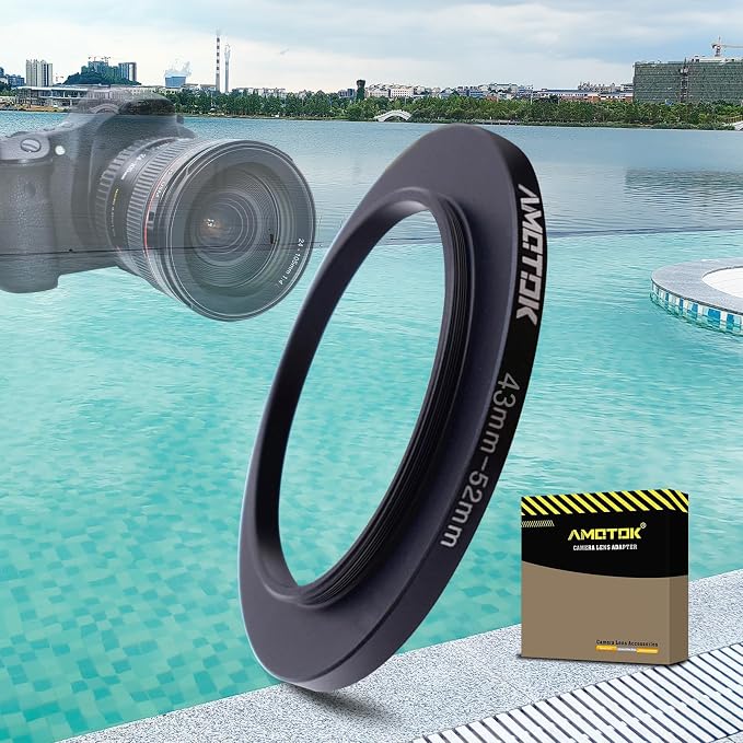 43mm Lens to 52mm Lens Adapter, 43mm to 52mm Filter Step-Up Adapter Ring