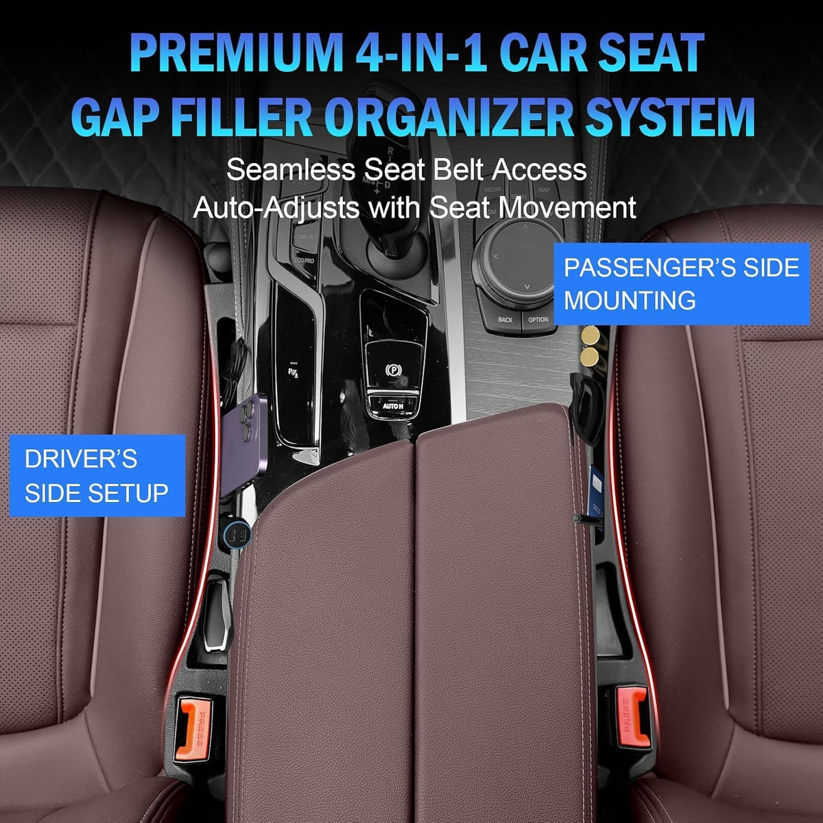 Car Seat Gap Filler Set of 2, Universal Car Seats Console Filler Organizer
