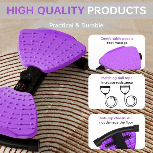 (440 lbs Weight Capacity) Waist Twister, Waist Twister Machine Exercise Fitness Tool, Twist Machine for Slim Waist and Core, with Smart LED Digital Display, 20dB Ultra-Quiet for Women Men (Purple)