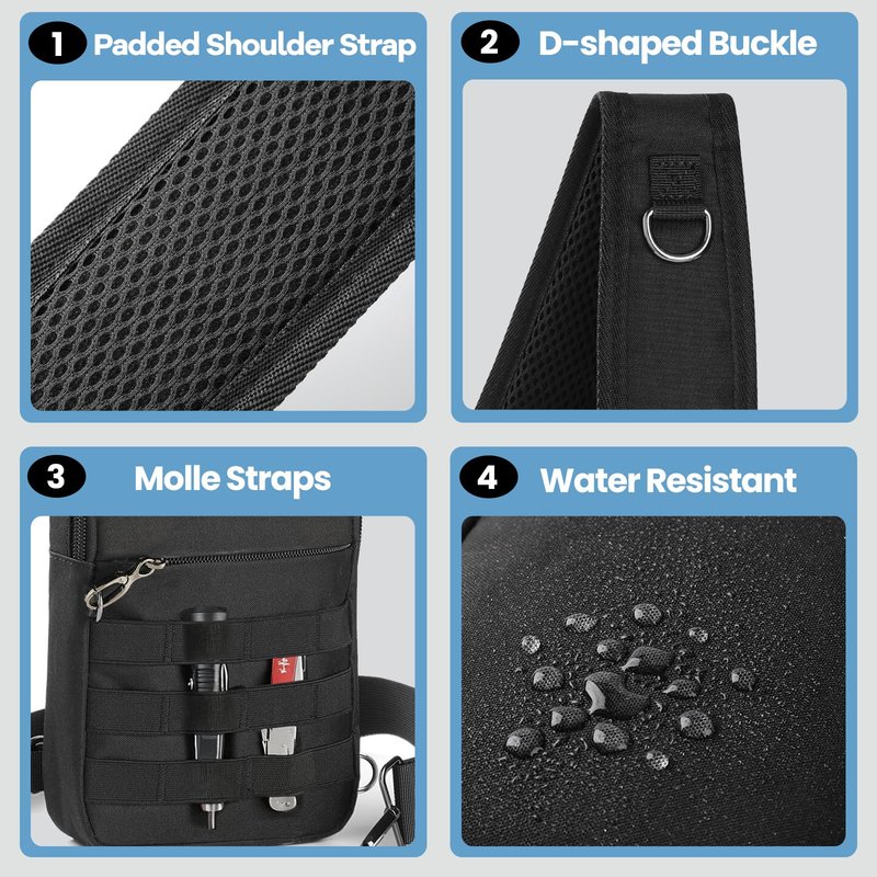 Sling Bag, Tactical Anti Theft Crossbody Bag with Zipper Lock RFID EDC Small Chest Bags for Men Women