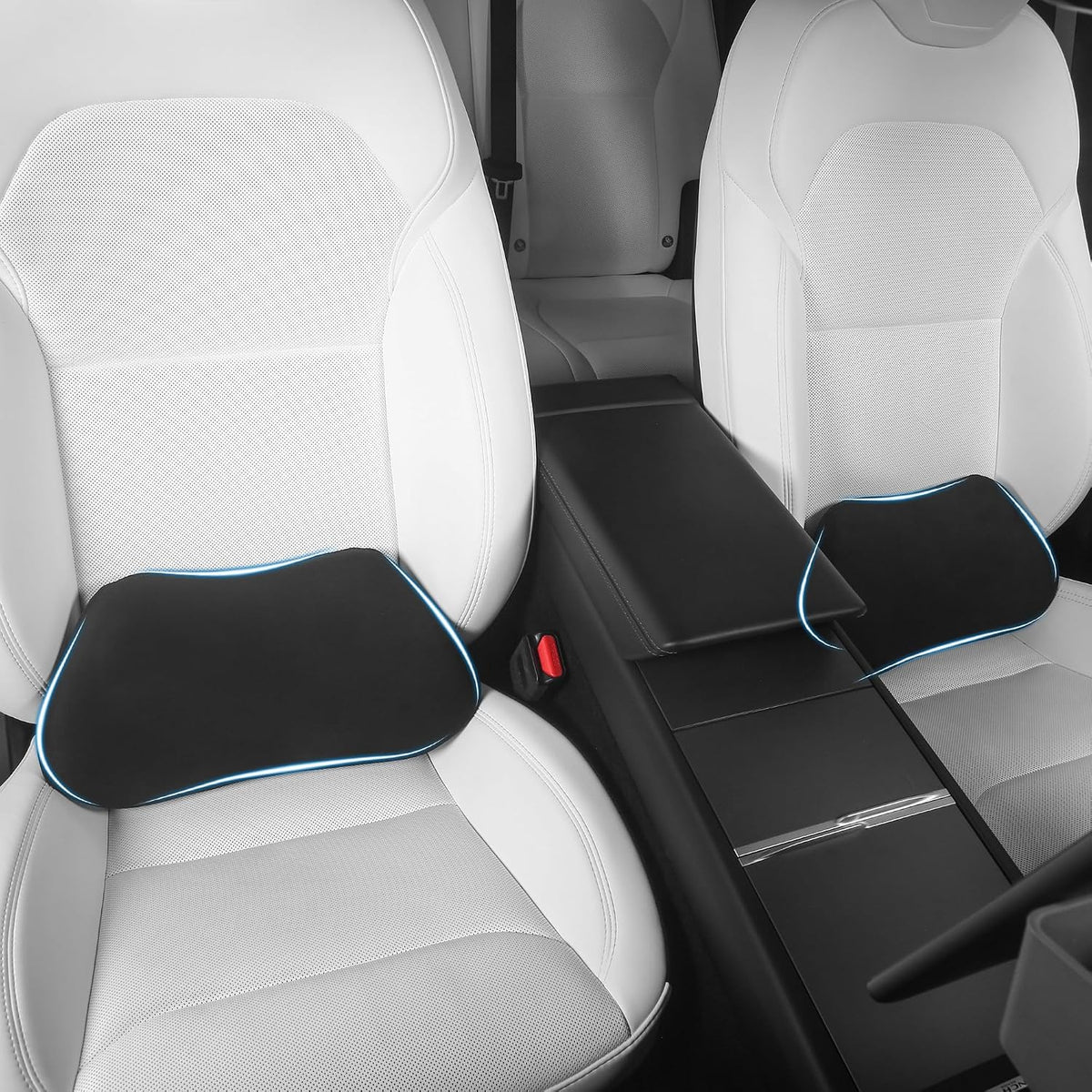 Lumbar Support Pillow for Car Lower Back Cushion, Black, 2 Packs